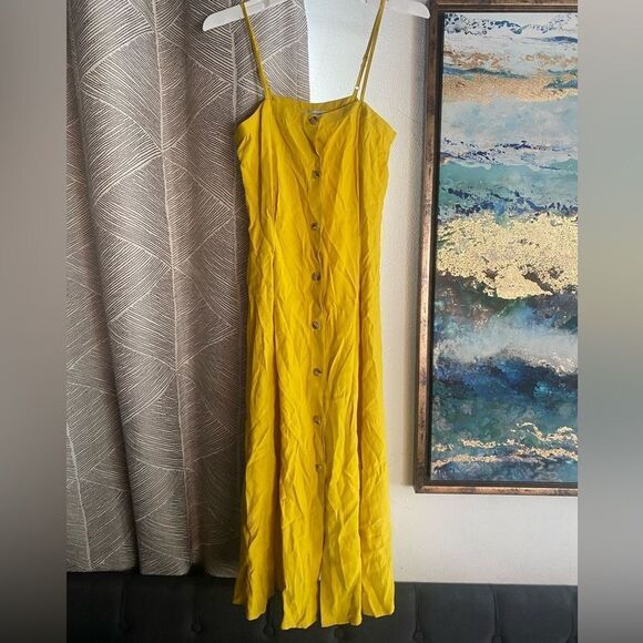 & Other Stories  Button Up Midi Dress Yellow Sleeveless Size 0 - Picture 5 of 15